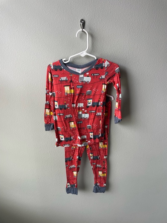 Little Sleepies Other - Little Sleepies Trains Bamboo Pajama Long Sleeve Set - Red with Trains